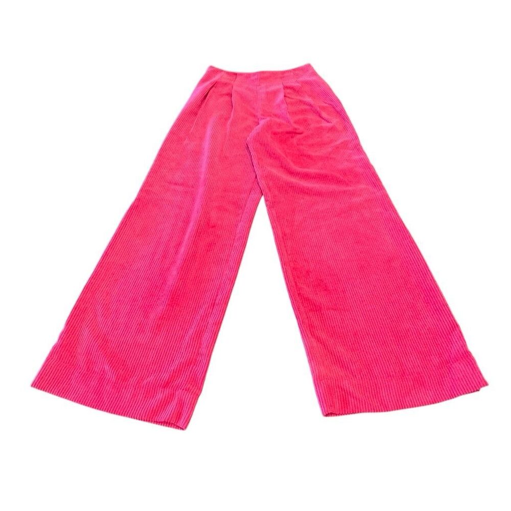 Prologue Women's Pleated Front High Waist Wide Leg Corduroy Pants Pink Size 2